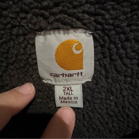 Carhartt Men's Sherpa-Lined Field Jacket Loose Fit Washed Duck Black Size 2XT - Picture 9 of 13